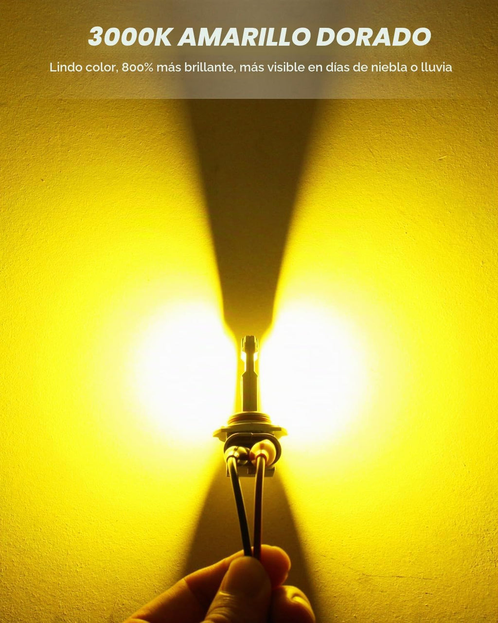 PHINLION Bombilla LED antiniebla 9145 H10, 3000 K amarillo dorado,...