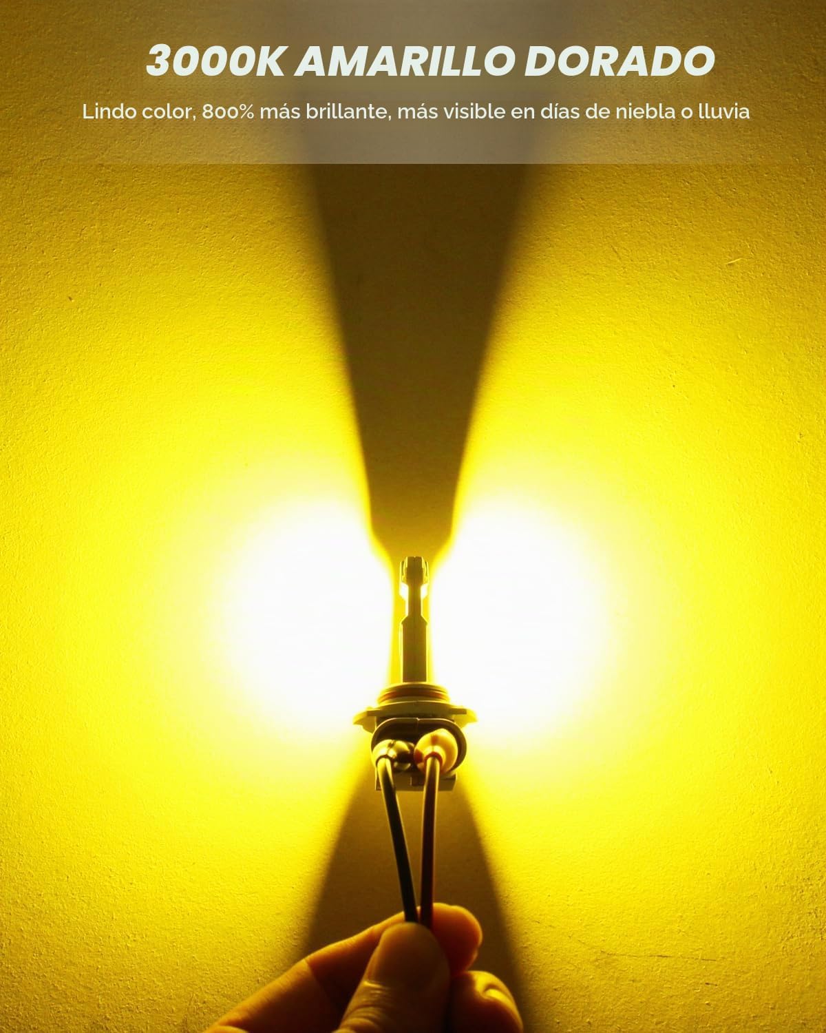 PHINLION Bombilla LED antiniebla 9145 H10, 3000 K amarillo dorado,...