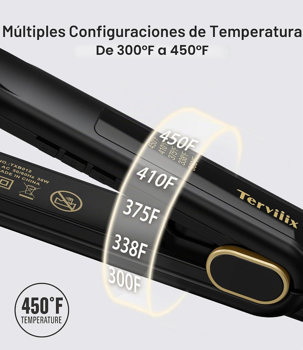 Terviiix Plancha plana de 1\/2 pulgada para cabello corto, alisador...