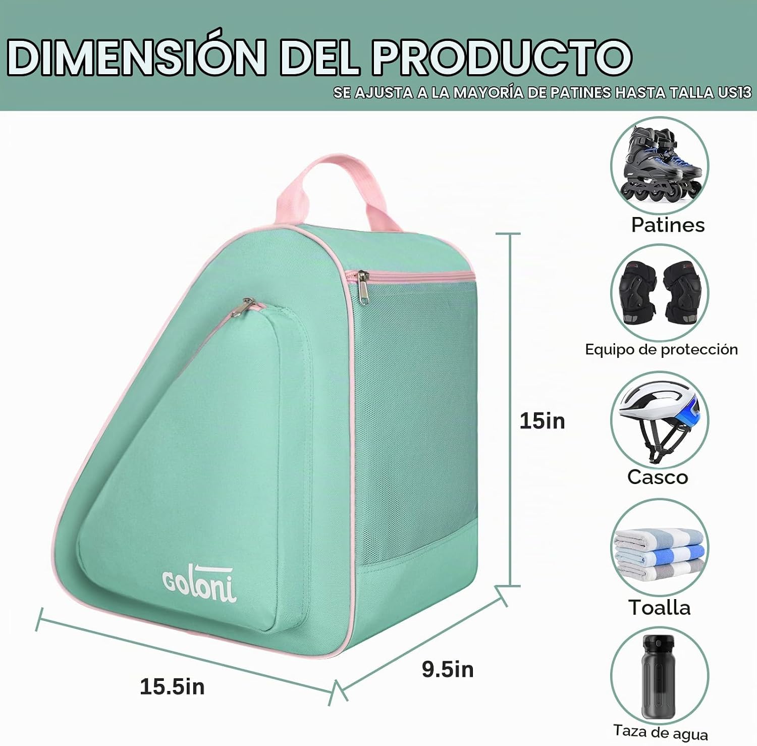 Goloni Bolsa de patinaje para patines de hielo, patines en línea, p...