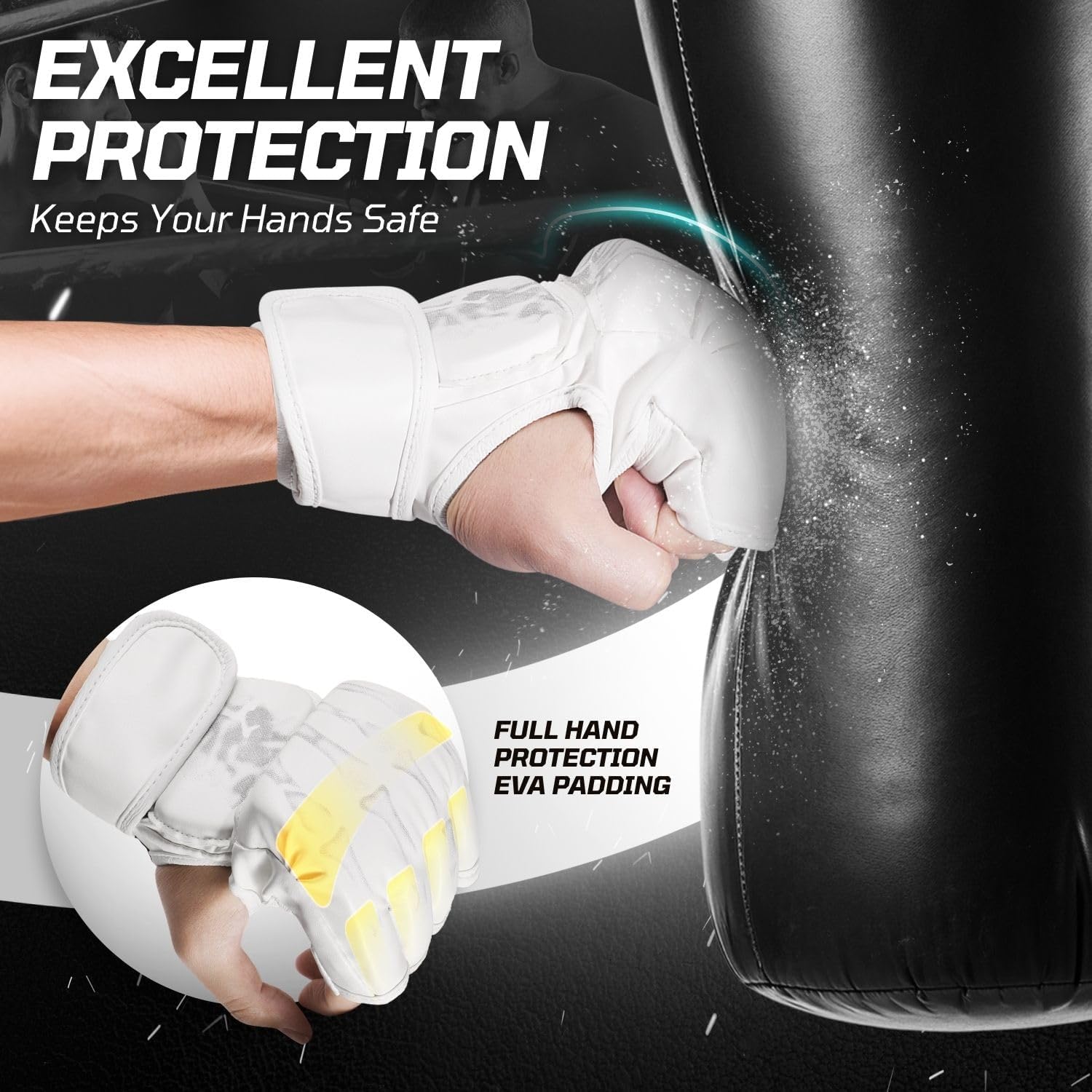 Flexzion, guantes de boxeo con dedos descubiertos - Grappling, MMA,...