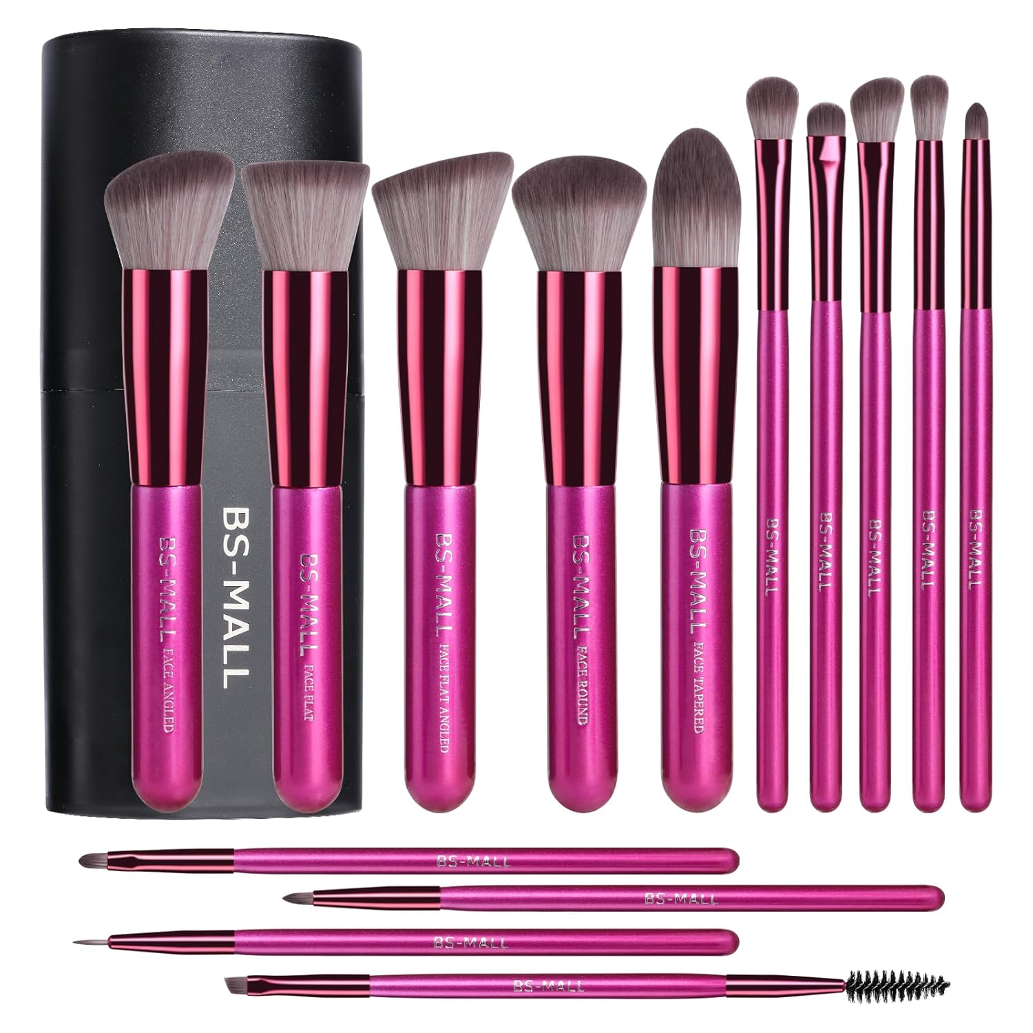 BS-MALL Pinceles de Maquillaje 14 piezas Kit de Herramientas de Maq...