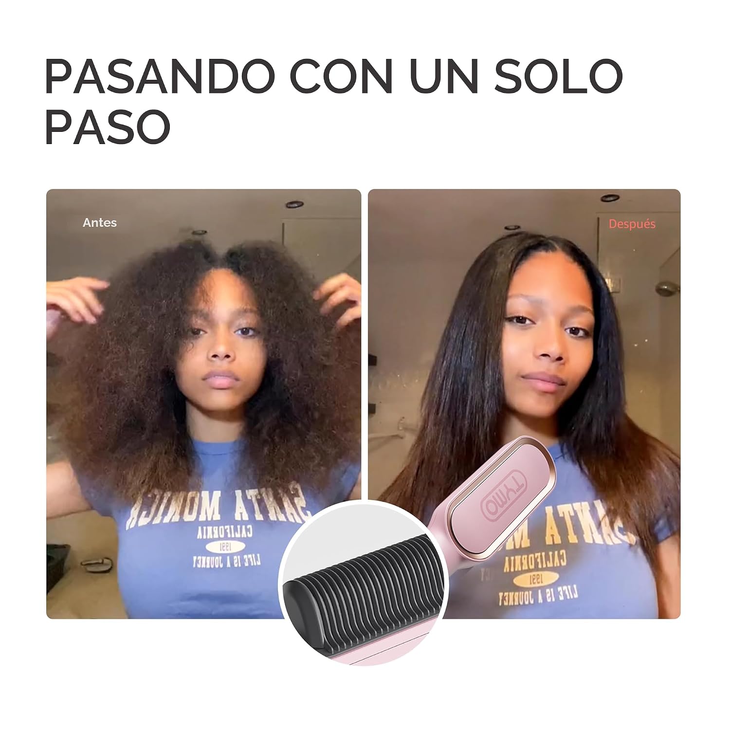 Cepillo alisador de pelo, TYMO - Peine alisador de pelo con forma d...