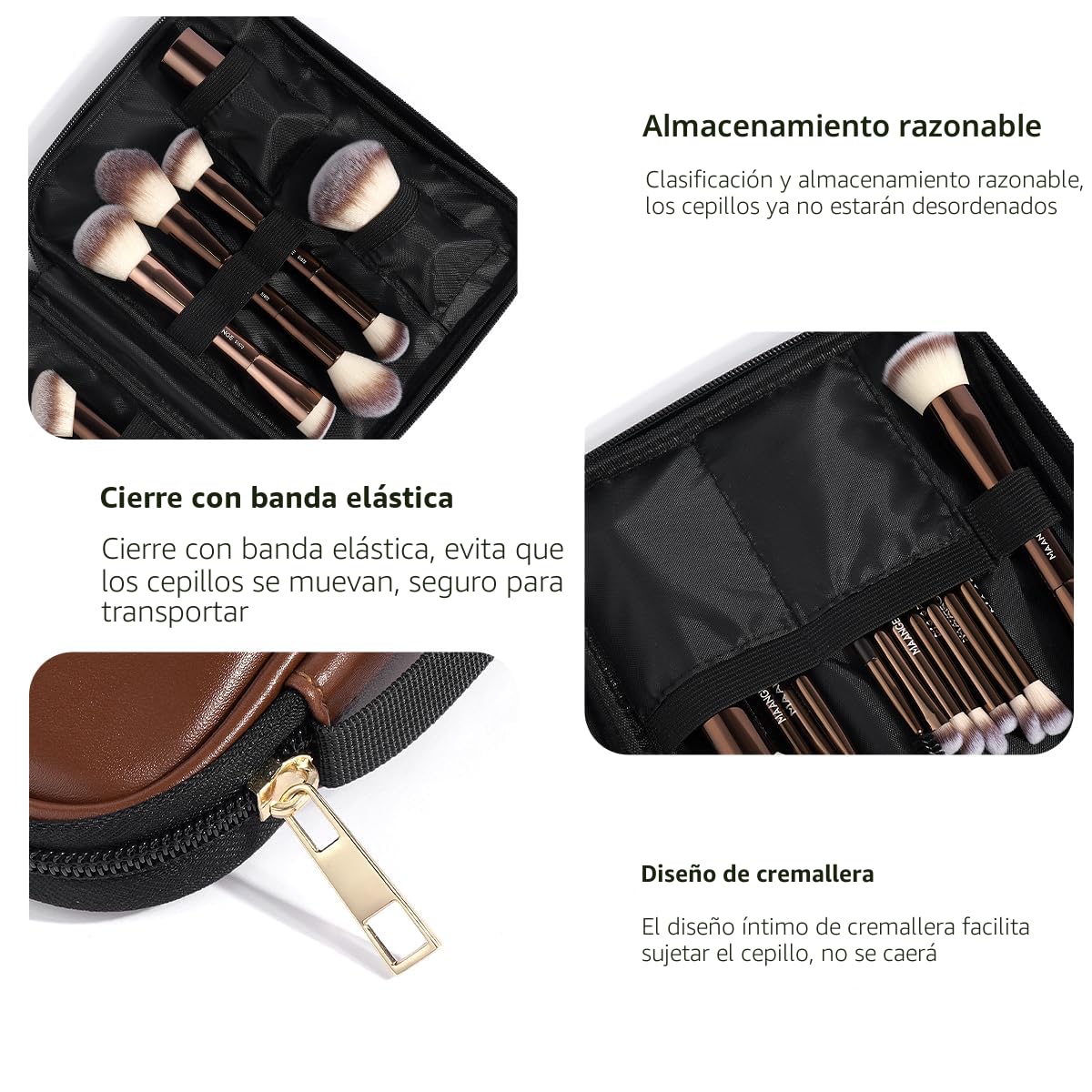 MAANGE Juego de 20 brochas de maquillaje con bolsa, brocha Kabuki d...