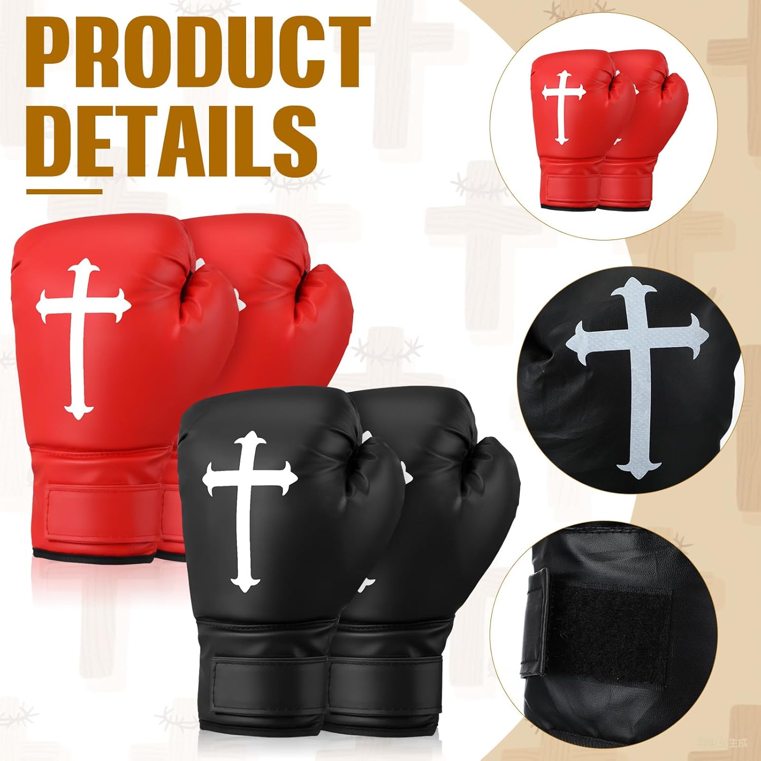 JolliLudo 2 pares de guantes de boxeo cristianos de 12 onzas para h...