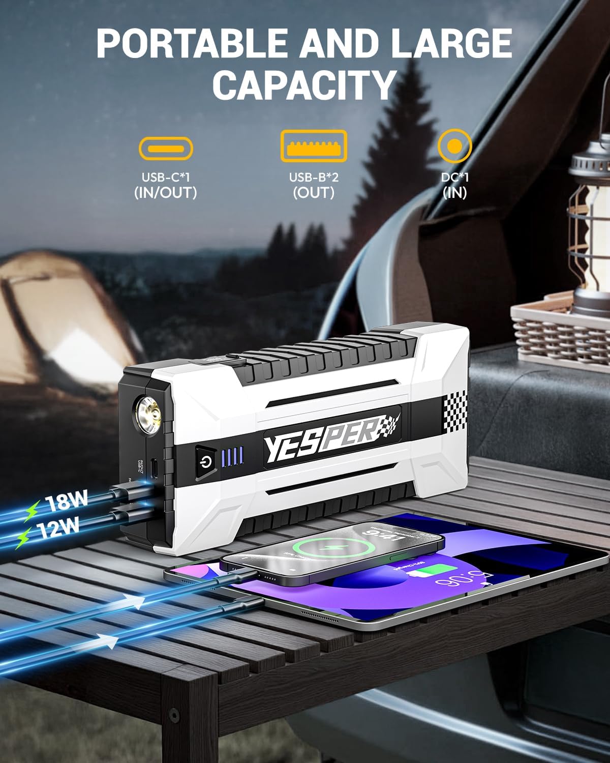 YESPER 4120A Arrancador de Batería Portátil, Arrancador de Batería...