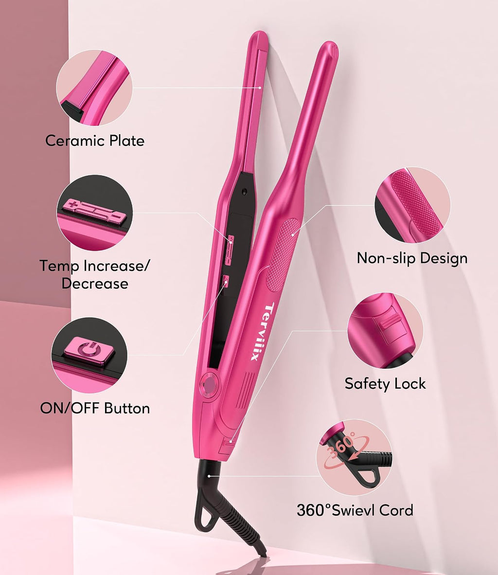Terviiix Mini plancha plana y alisador de pelo para cabello corto,...