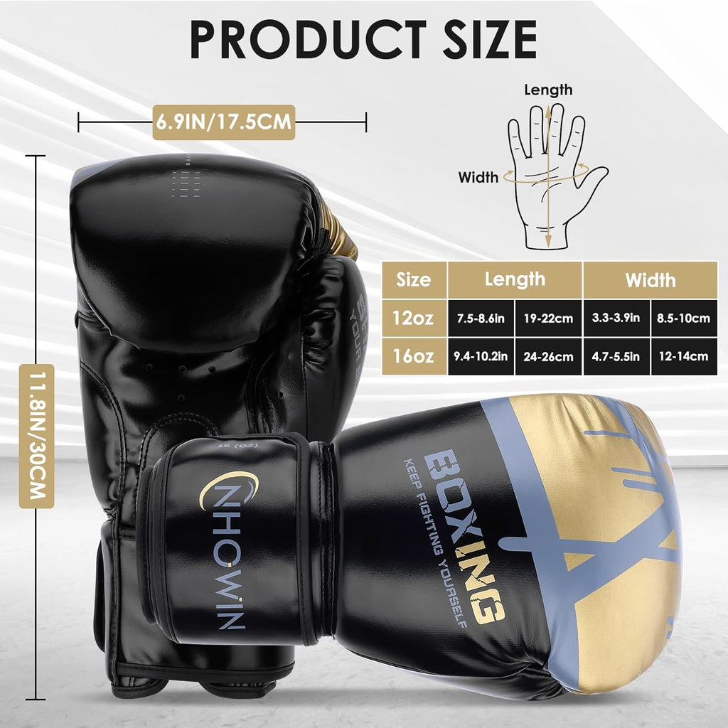 NHOWIN Guantes de boxeo, 12 oz \/ 16 oz \u2013 Guantes de boxeo par...