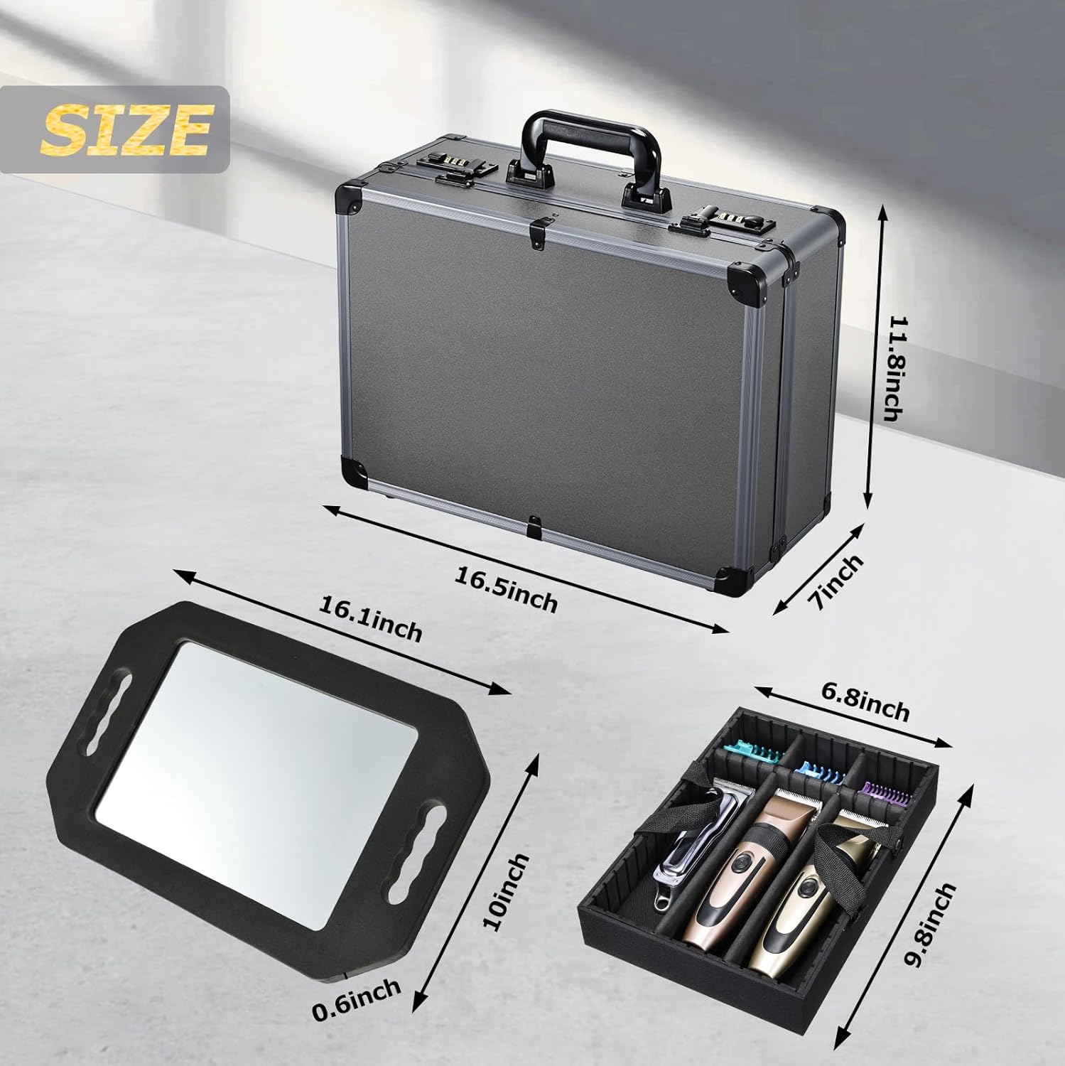 Yueieoun Estuche de peluquero profesional con organizador de bandej...