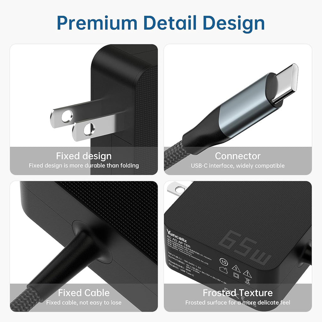 Cargador USB C para portátil de 65 W | Adaptador de corriente USB-C...