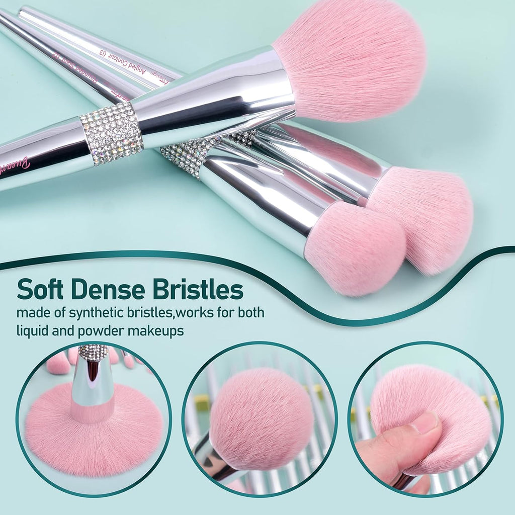 Bueart Design Juego elegante de brochas de maquillaje rosa pálido u...