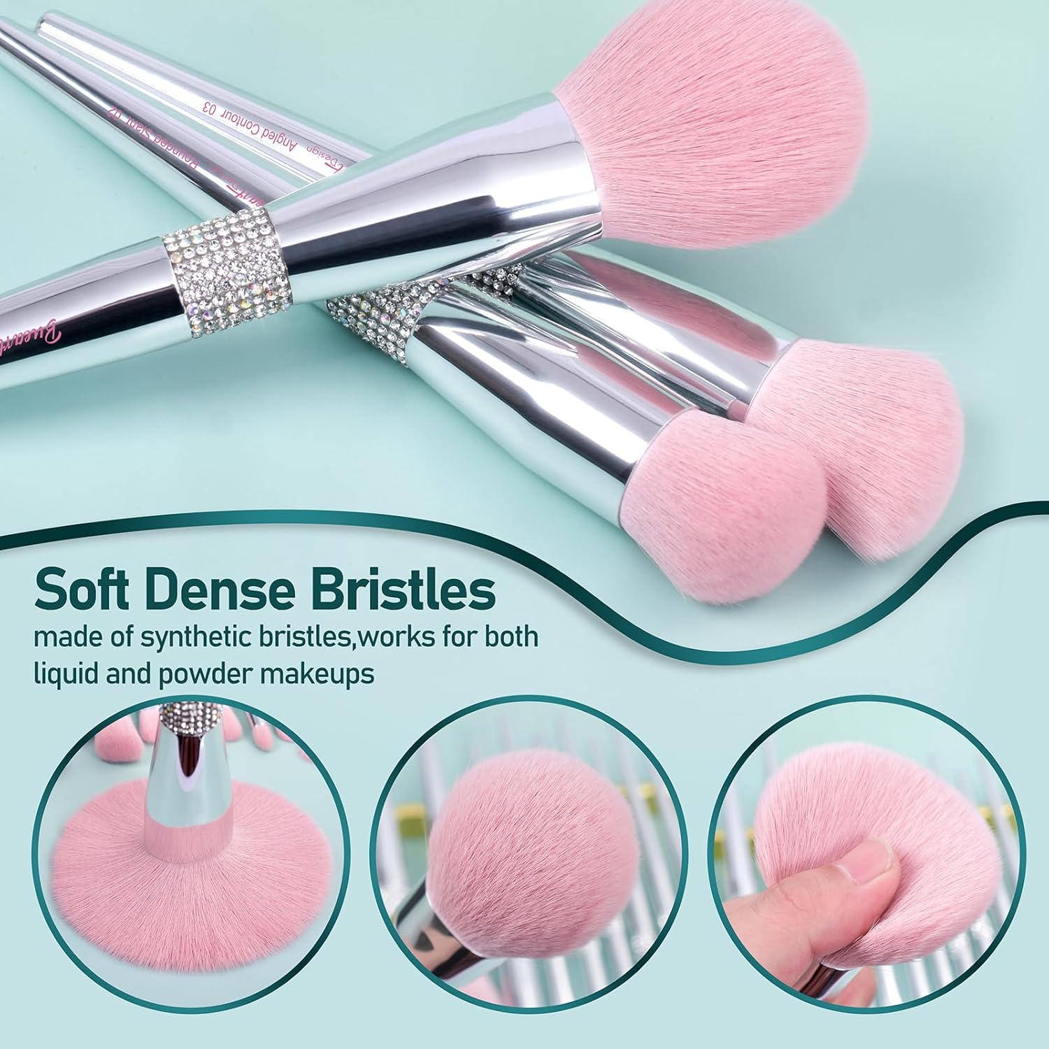 Bueart Design Juego elegante de brochas de maquillaje rosa pálido u...