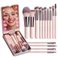 BS-MALL - Set de brochas de maquillaje con espejo LED, 14 piezas, b...
