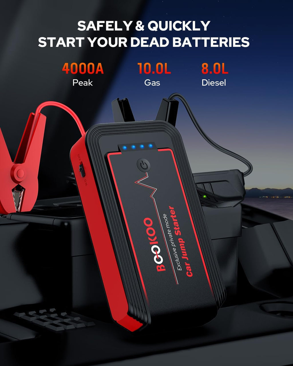 BOOKOO H9 4500A 12V Arrancador de salto para cortacésped de coche,...