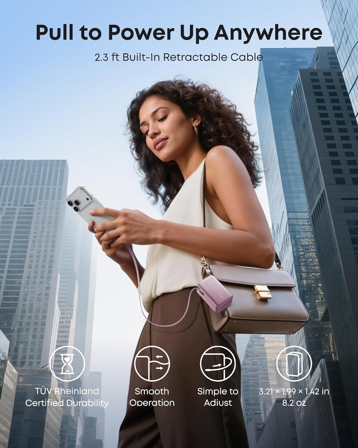 Anker Cargador portátil nano, 45 W 10000 mAh con cable retráctil de...