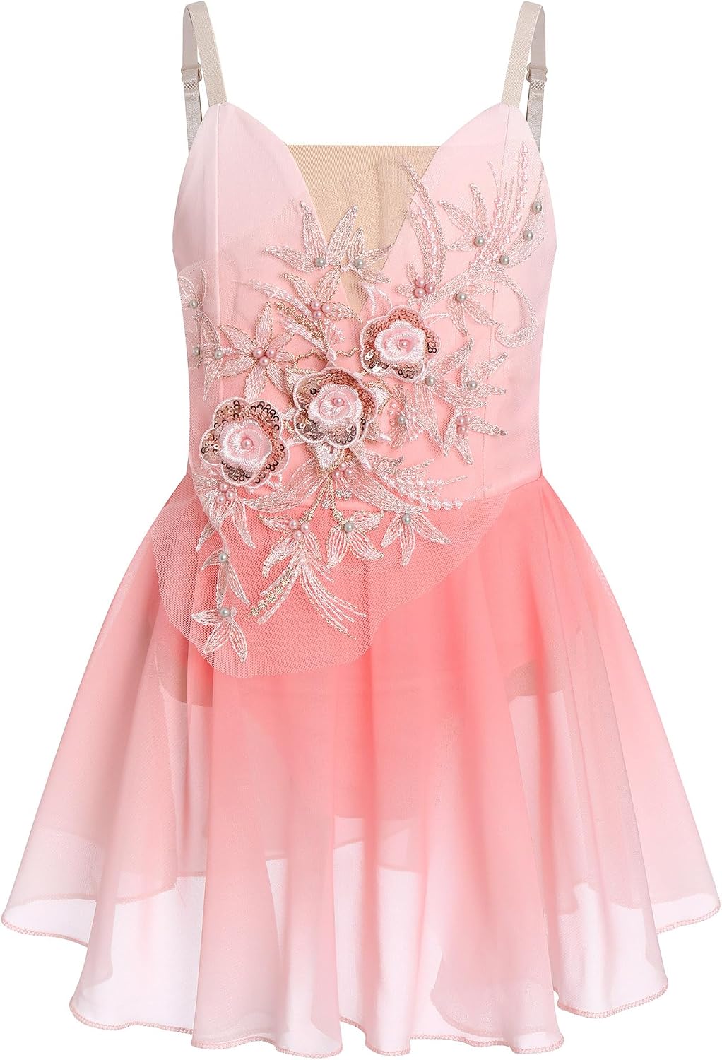 Vestido de patinaje artístico sobre hielo para niñas, lentejuelas b...
