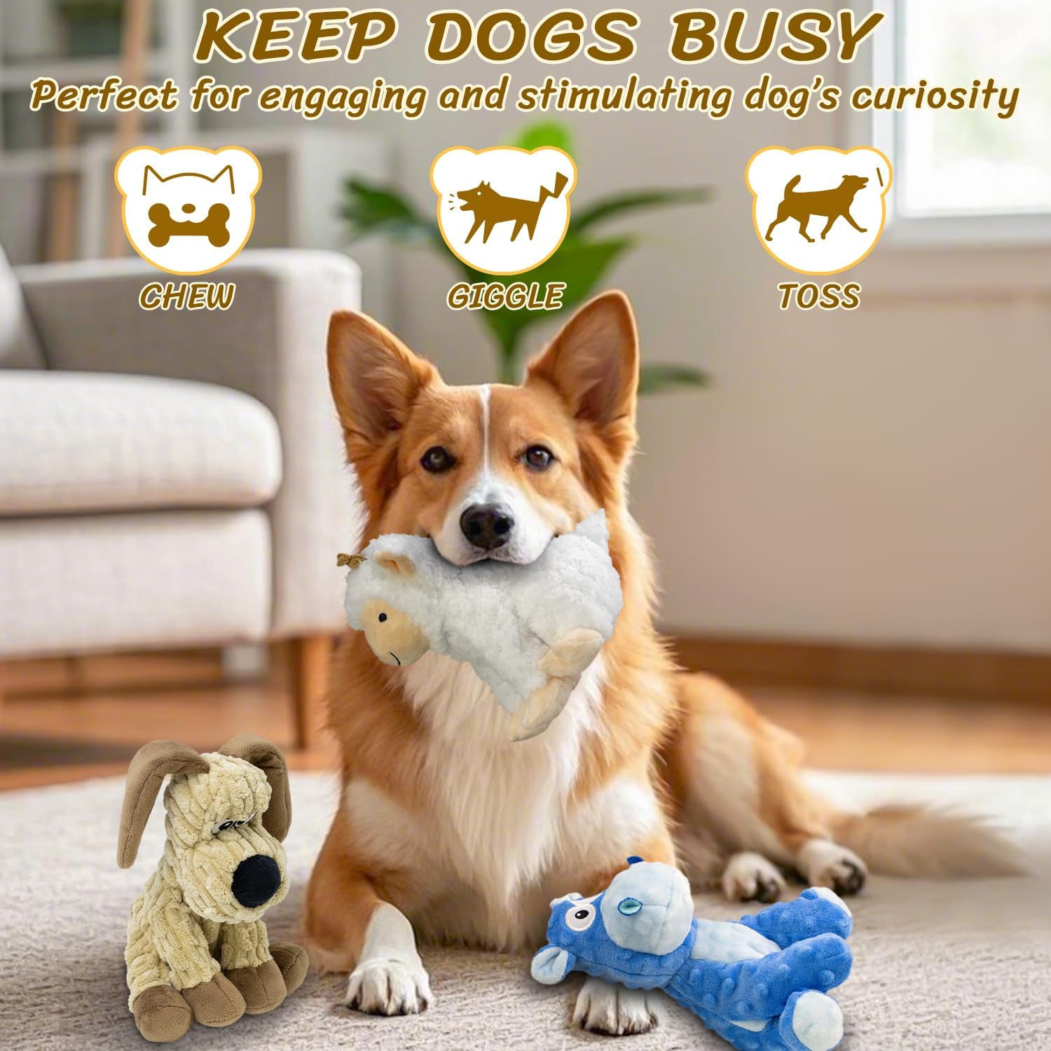 MeetYooo Paquete de 3 Juguetes Chirriantes de Peluche para Perros -...