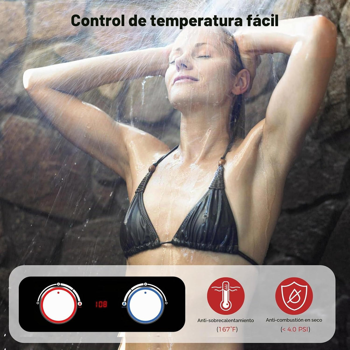 CAMPLUX 4.22 GPM - Calentador de agua sin tanque de propano, calent...