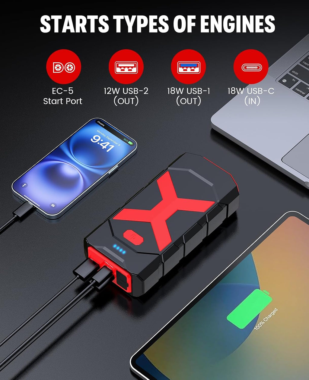 BOOKOO Arrancador A9 de 4000 A para automóvil, barco, cortacésped,...