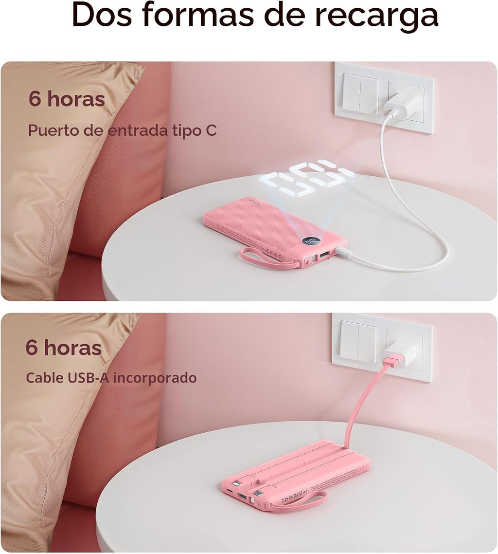VRURC Cargador de teléfono portátil, cargador portátil de viaje con...