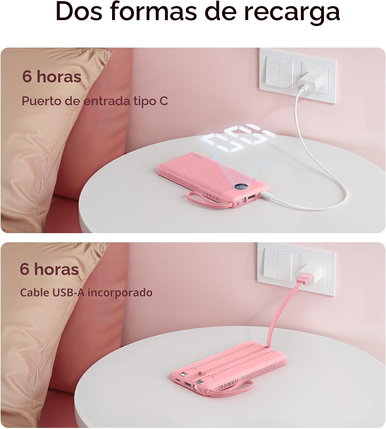 VRURC Cargador de teléfono portátil, cargador portátil de viaje con...