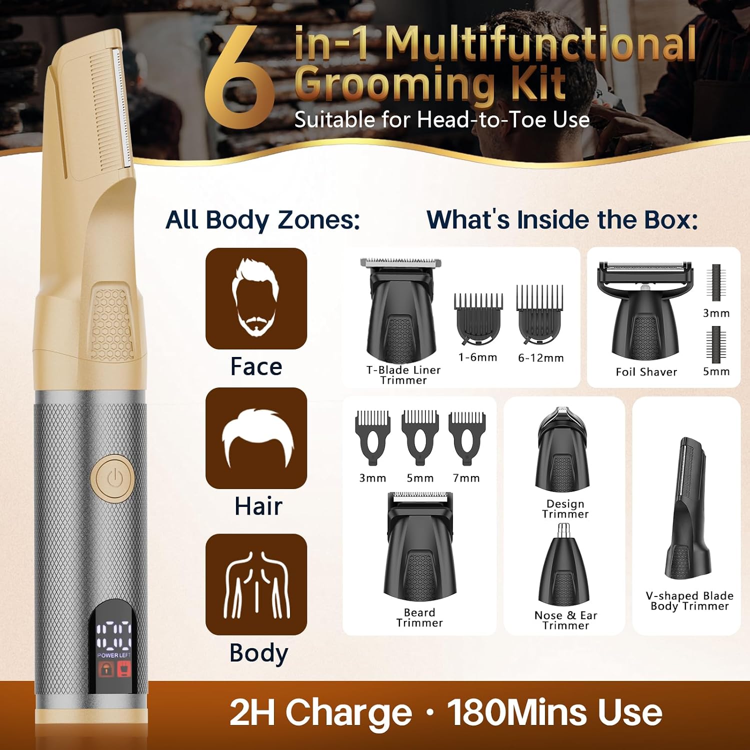 Manscape - Recortadora de cuerpo y barba para hombres, kit de aseo...