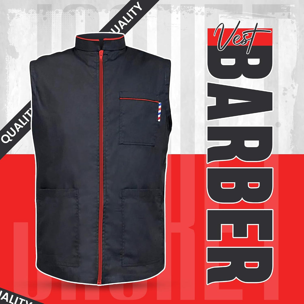Barbero Profesional Nueva Camisa Chaqueta Hombre Negro Sin Mangas Y...