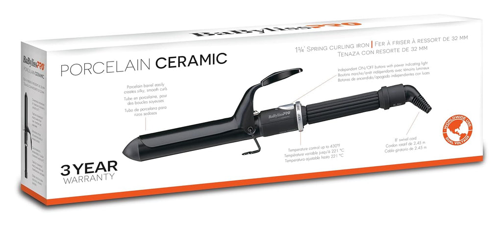 BaByliss Pro Rizador de resorte de cerámica porcelana profesional p...