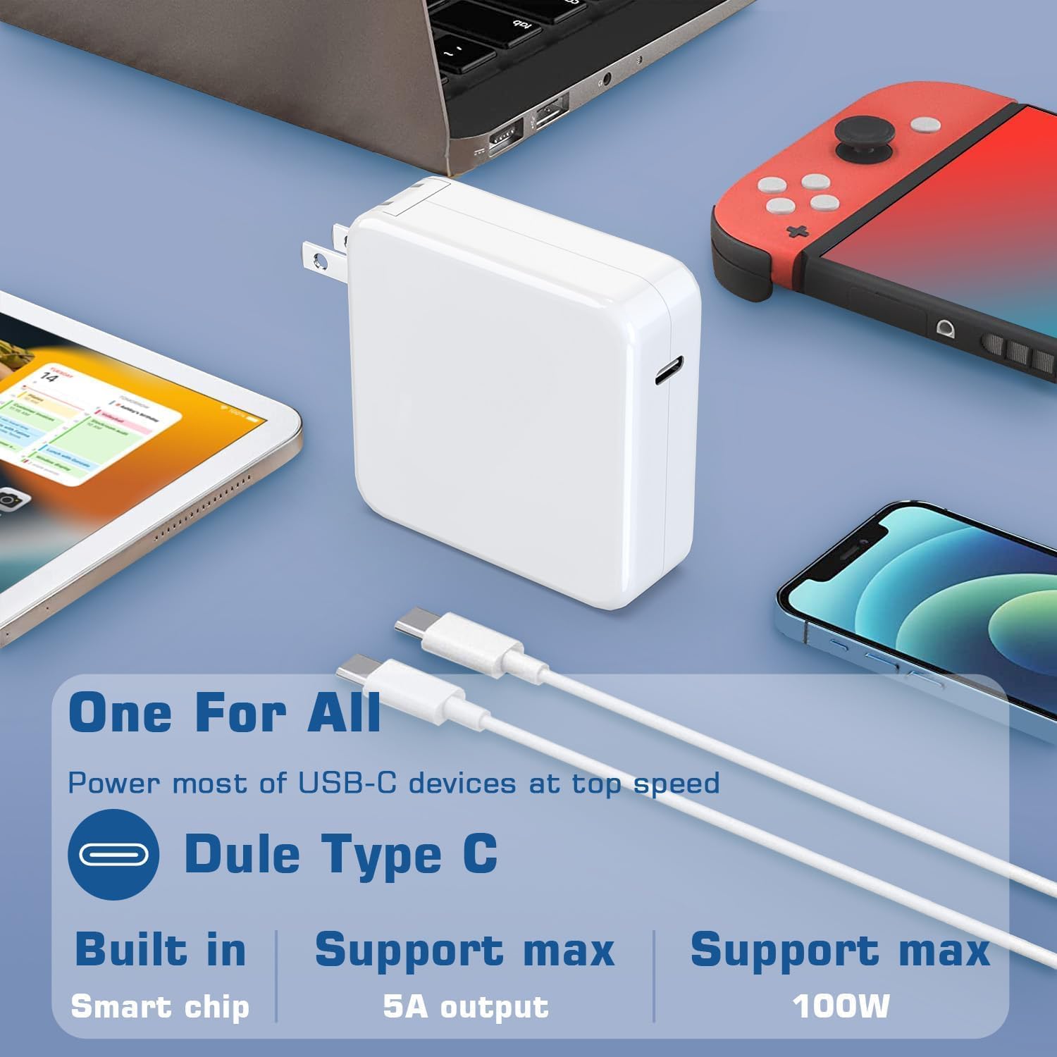 Repuesto de cargador para MacBook Pro de 100 W, cargador rápido USB...