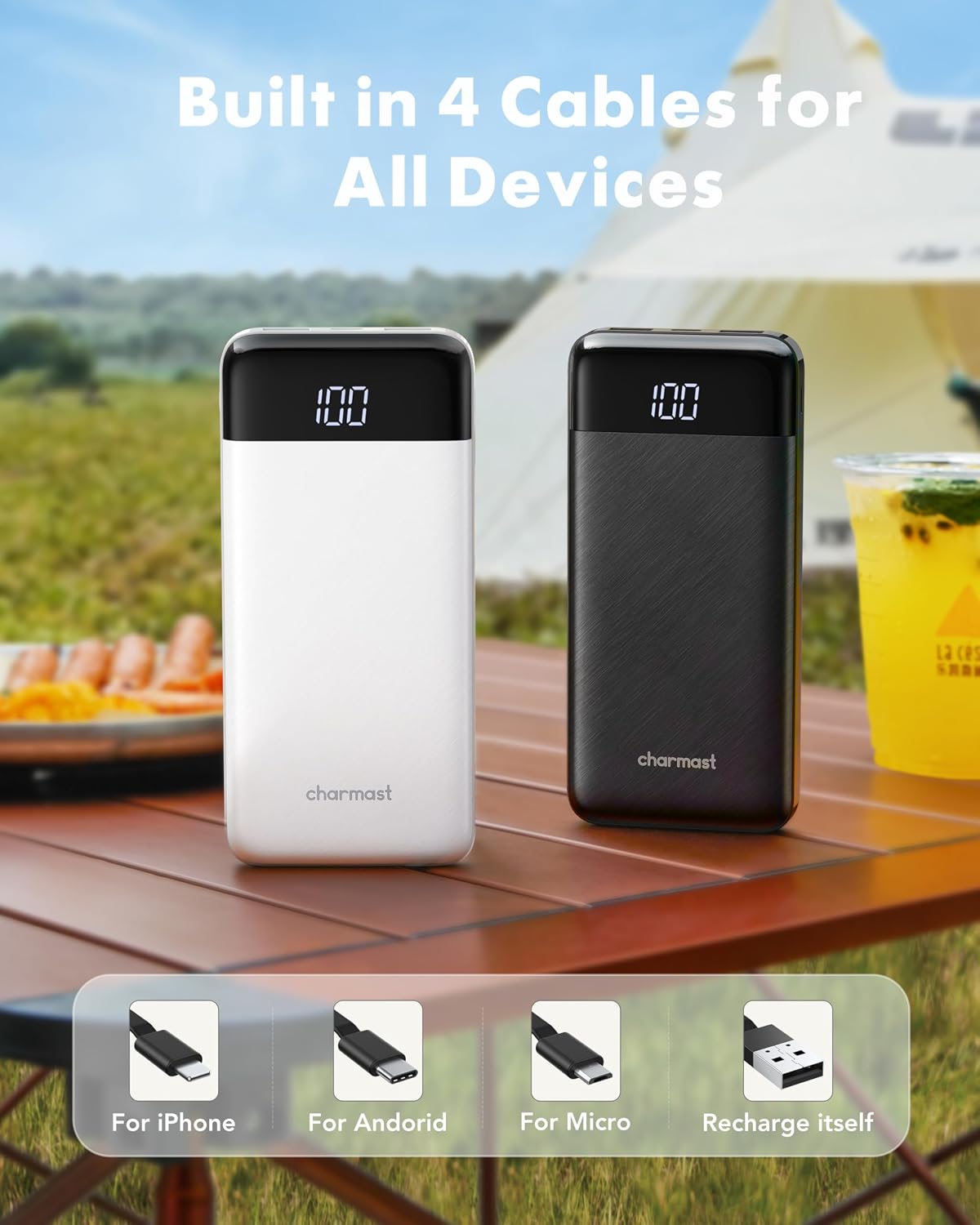 charmast Paquete de 2 cargadores portátiles de 10000 mAh, banco de...