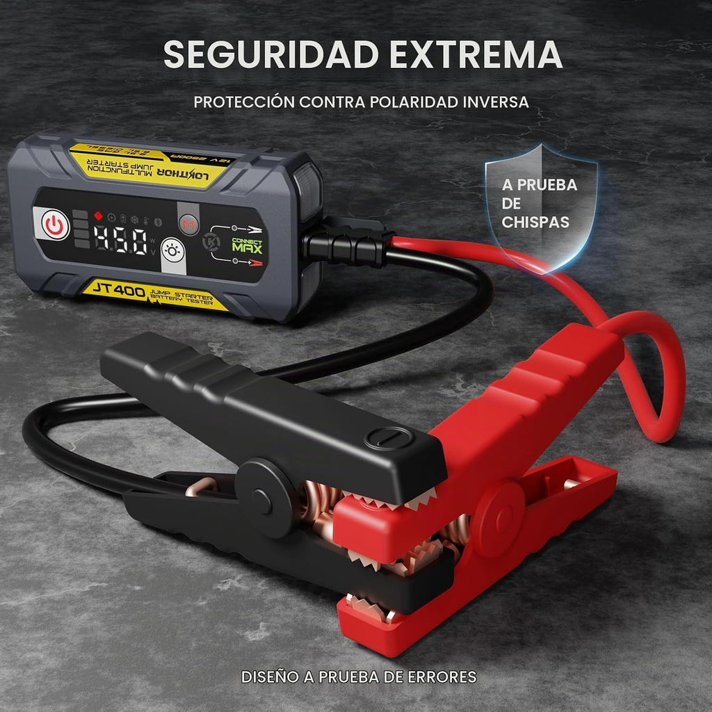 LOKITHOR JT400 Arrancador de salto de 12 V y probador de batería 2...