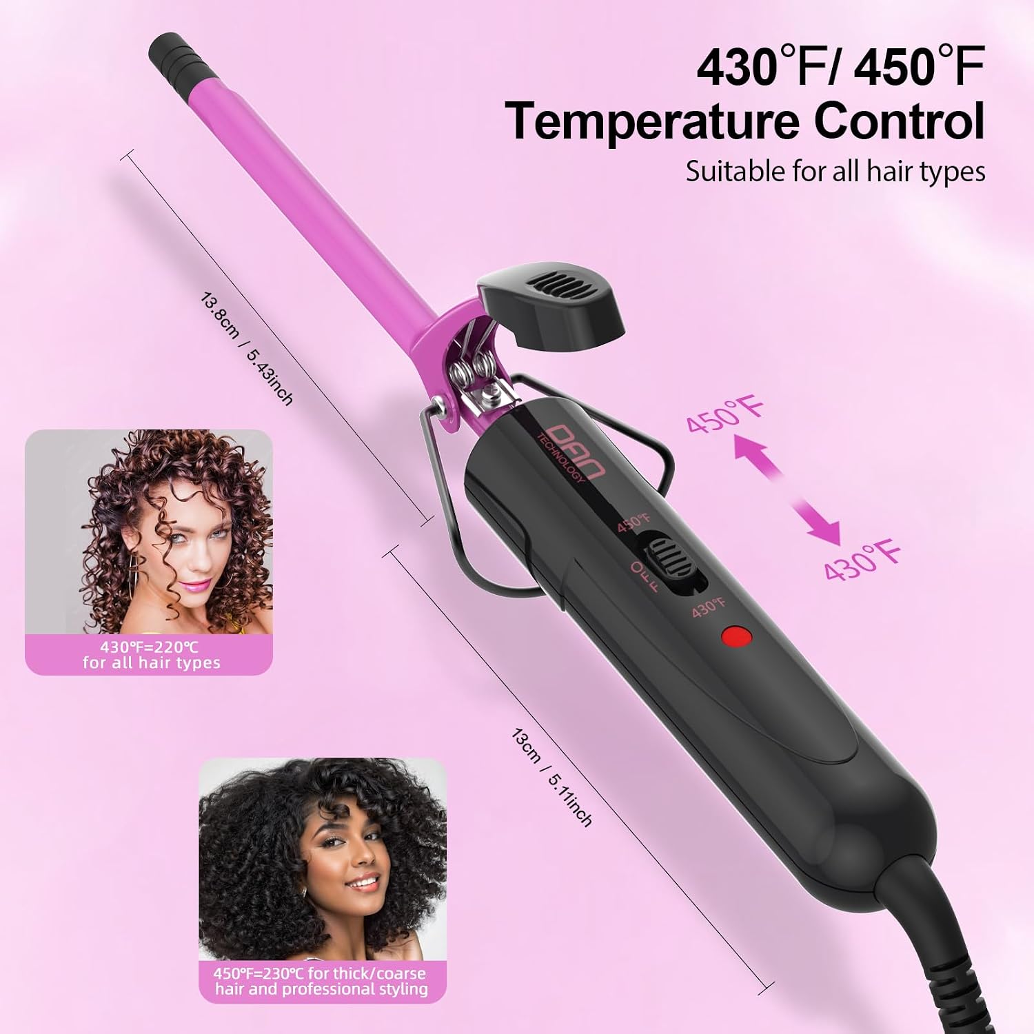 DAN Technology - Varita rizador pequeña de cerámica con temperatura...