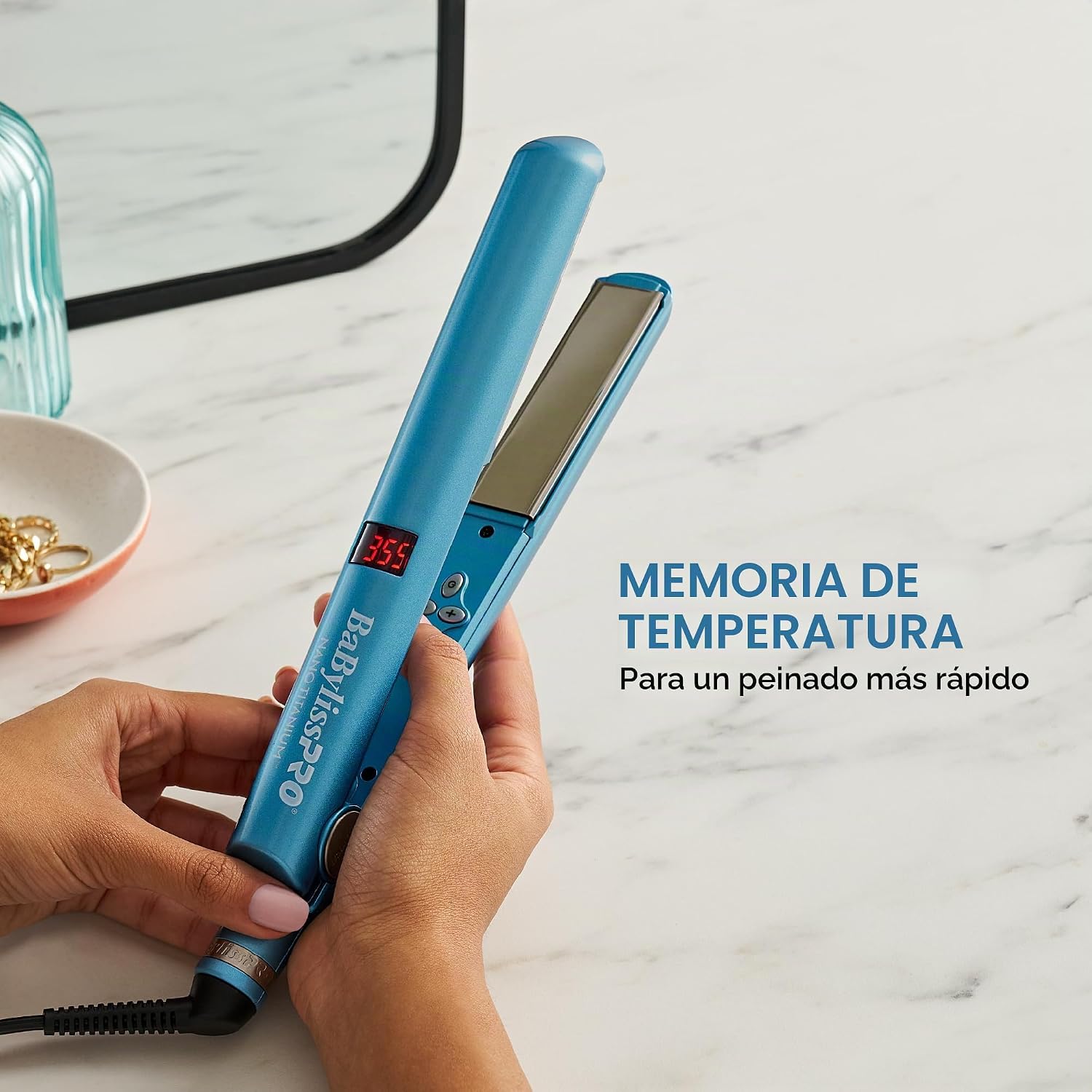 BaBylissPRO Plancha de pelo Nano Titanium, plancha plana digital pa...