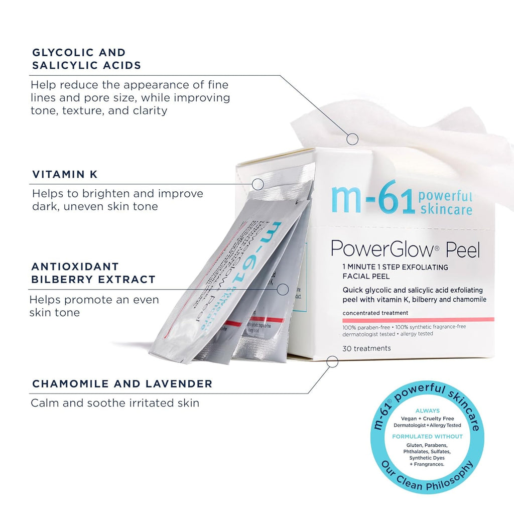 m-61 PowerGlow Peel | Exfoliante Facial Peel Con Ácido Glicólico, S...