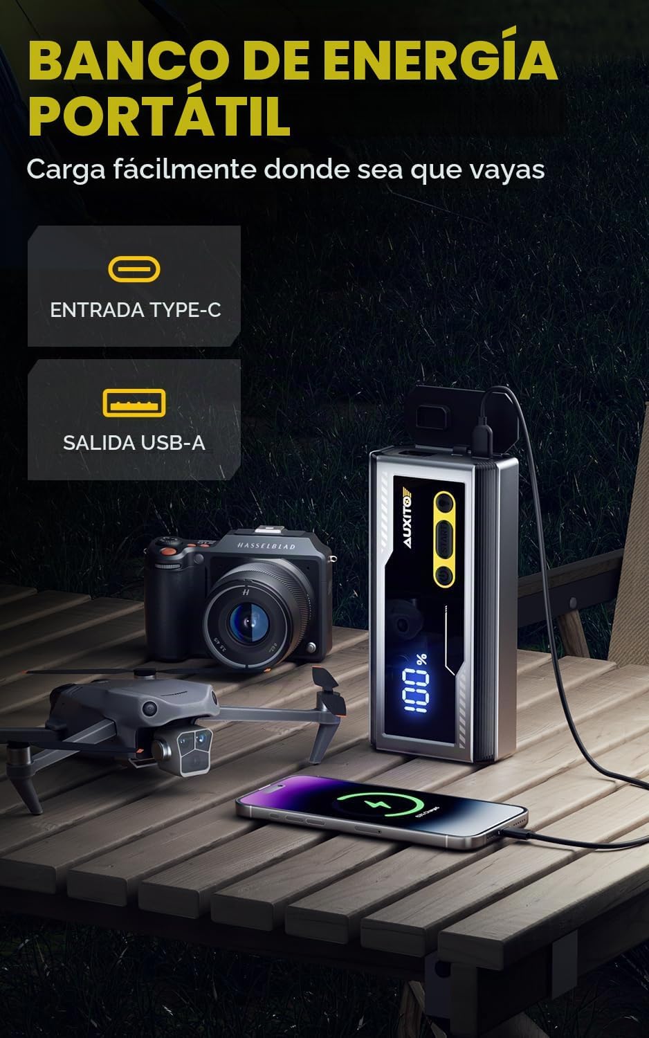 AUXITO Arrancador de 6000A, arrancador de batería de coche de 12V,...