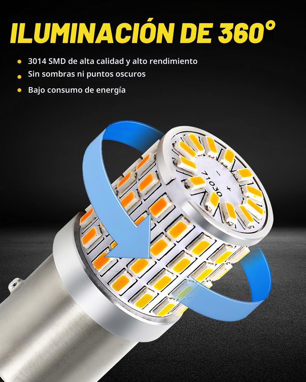 PHINLION Bombilla LED amarillo ámbar 2057 1157, luz intermitente, p...