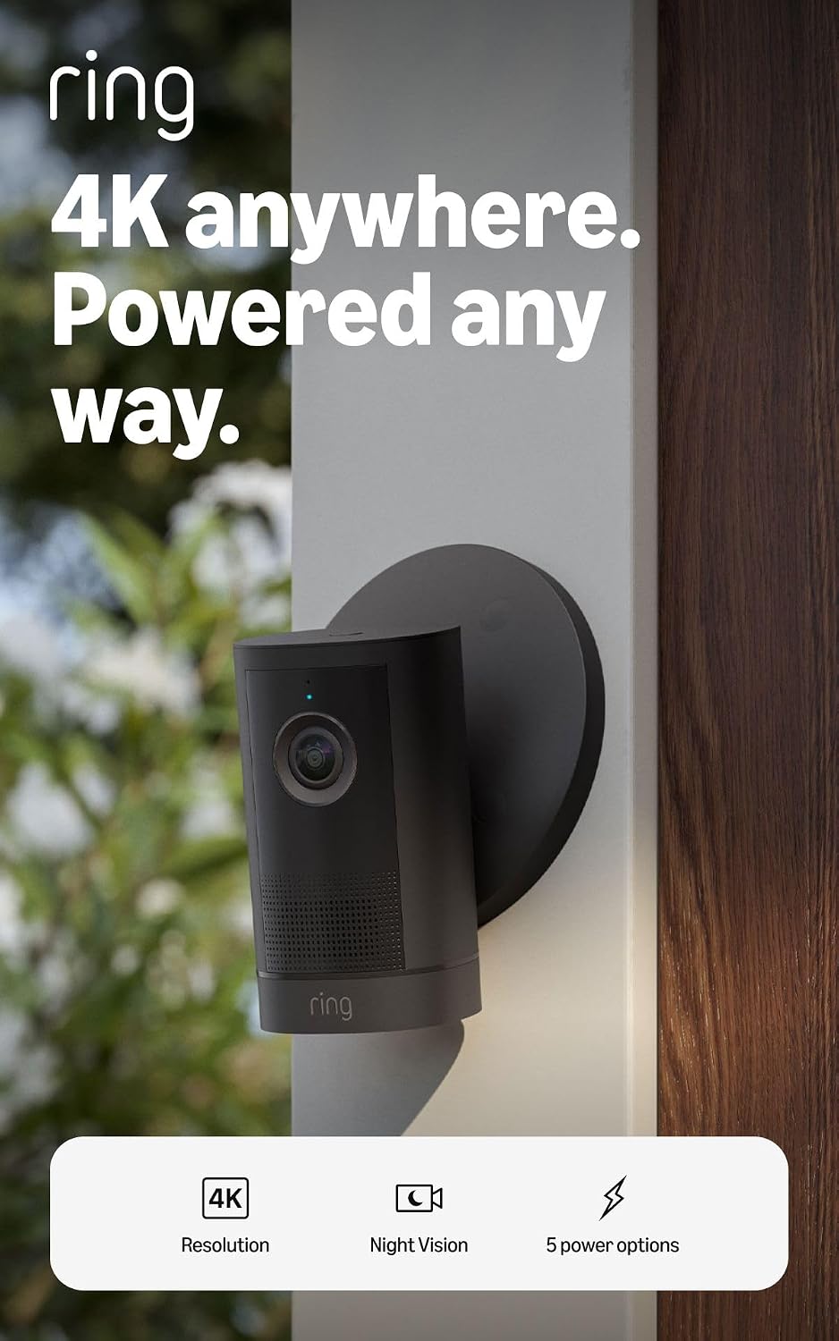 Ring Outdoor Cam 4K Plus (modelo más reciente), con batería, color...