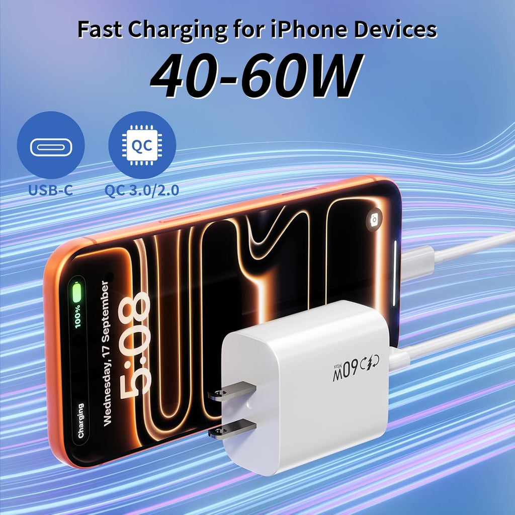 Bloque de carga rápida USBC de 40 a 60 W, carga rápida para iPhone...