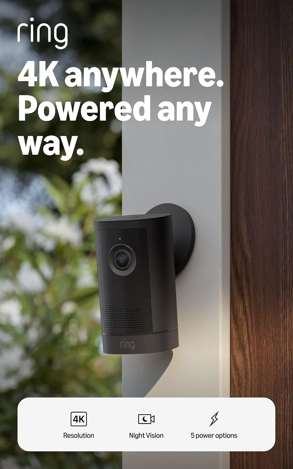 Ring Outdoor Cam 4K Plus (modelo más reciente), con batería, Retina...