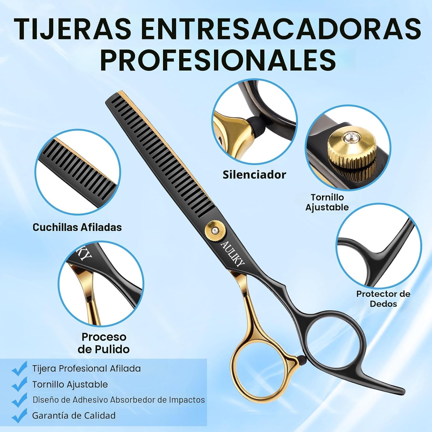 AULikY Juego de tijeras de corte de pelo, 15 piezas de tijeras prof...