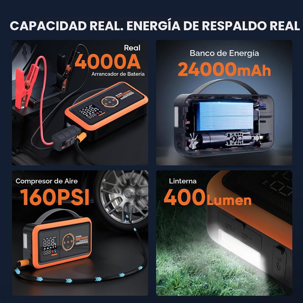 Arrancador de batería de automóvil de 4000 A con compresor de aire...