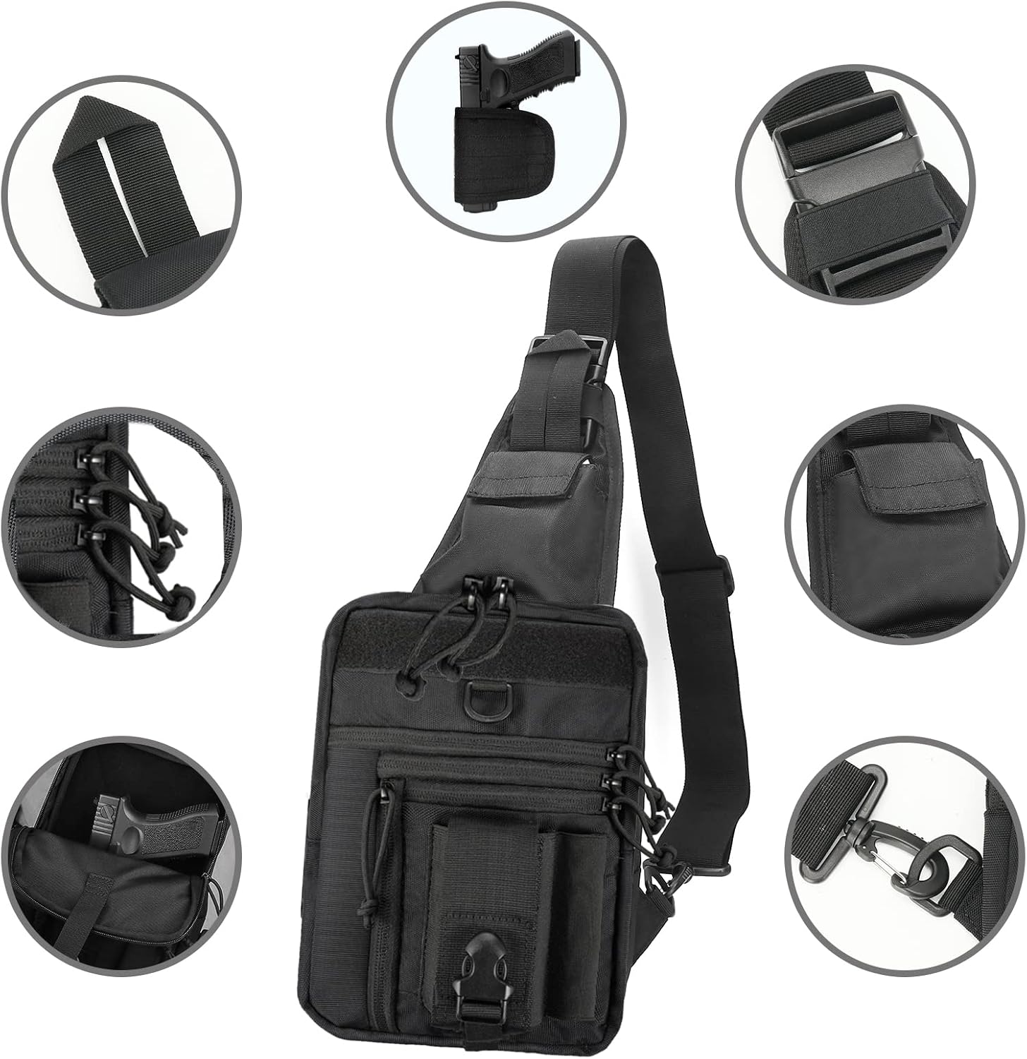 Bolso táctico LarKoo para pistola en el pecho, con funda oculta, pa...