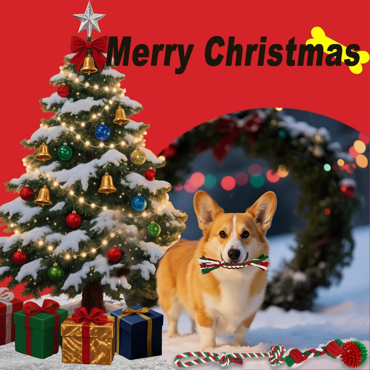 Mnubsrva Juego de Juguetes Navideños para Perros, Paquete de 15 par...