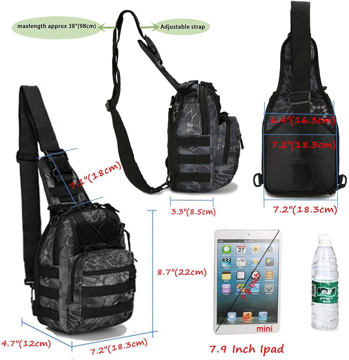 LBlanco Mochila táctica para el hombro, pequeña, para exteriores, p...
