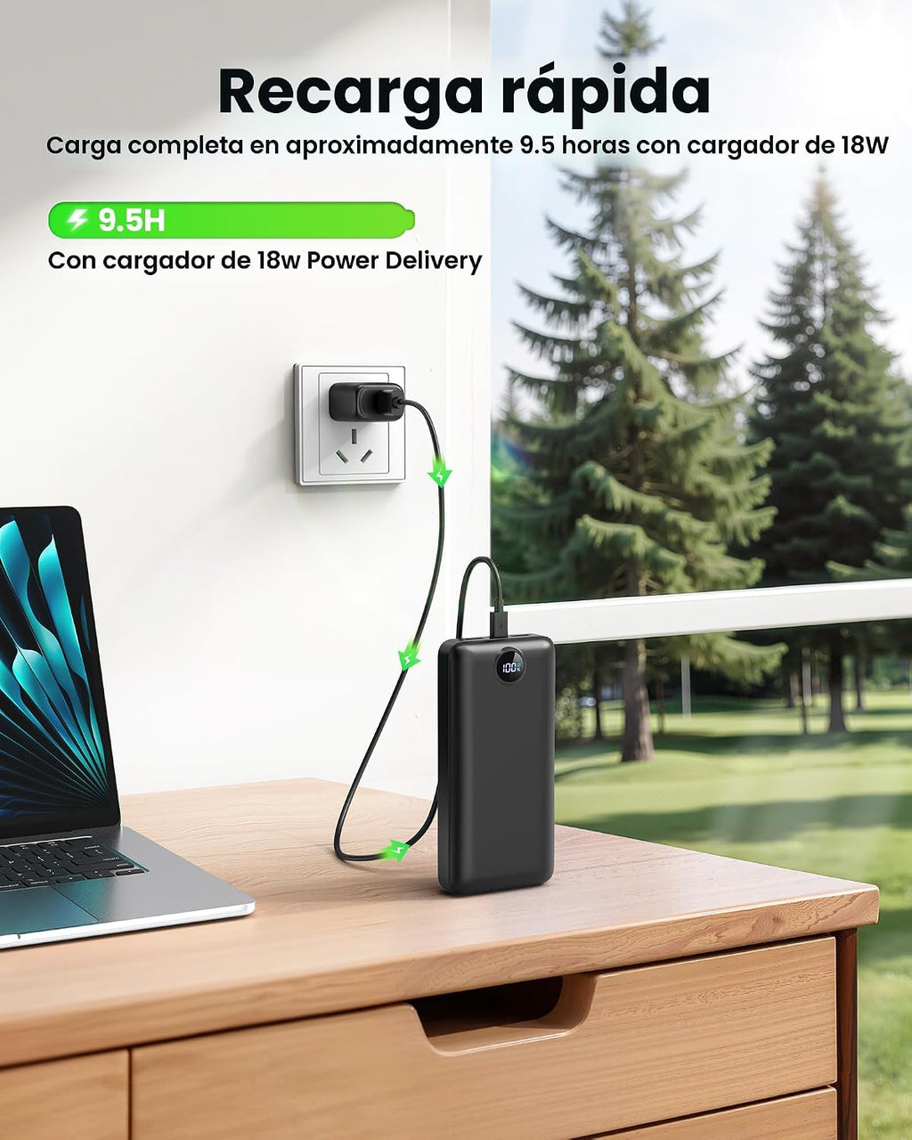Cargador portátil Banco de energía 50000mAh 22.5W Carga rápida USB...