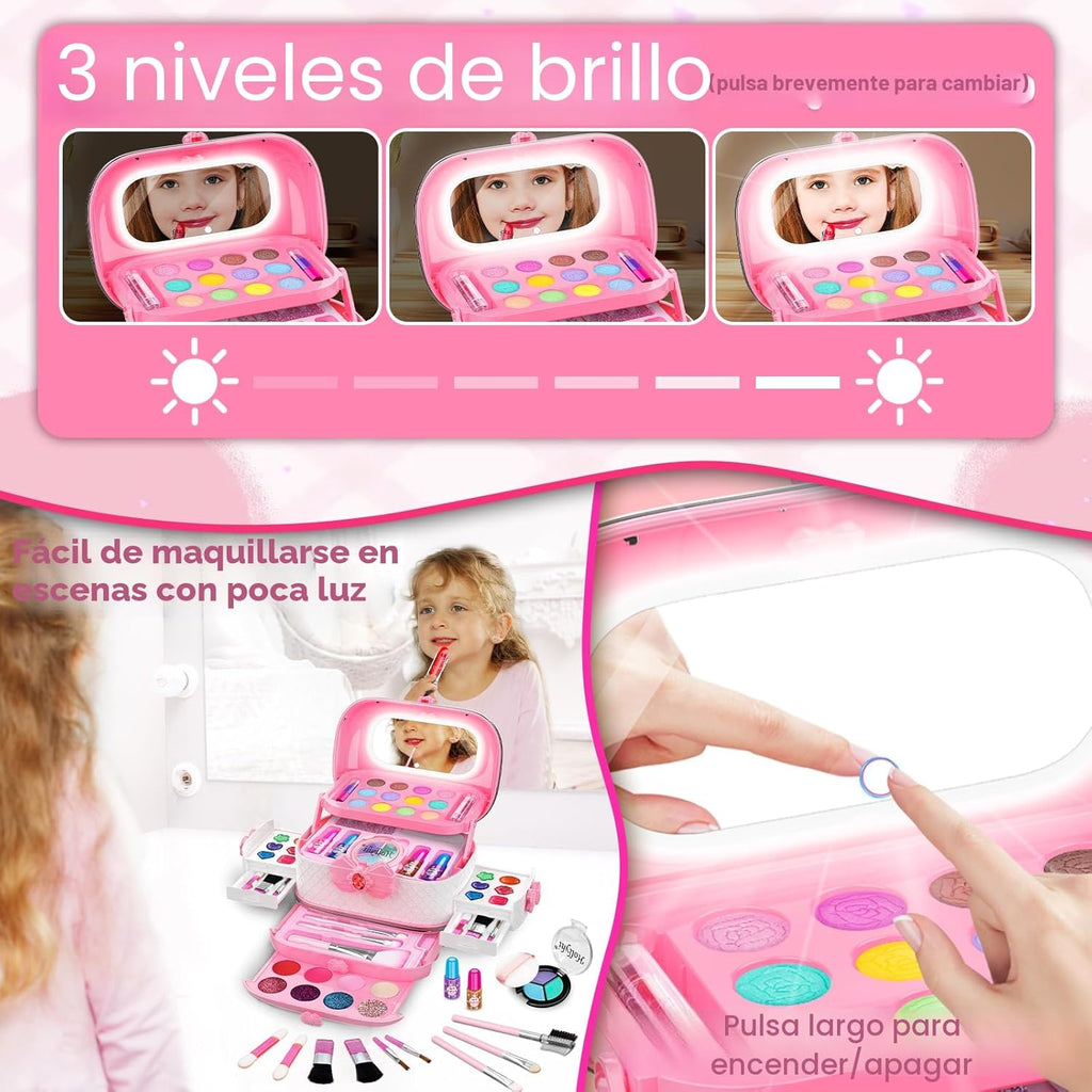 Kit de maquillaje infantil de 58 piezas para niña, juego de cosméti...