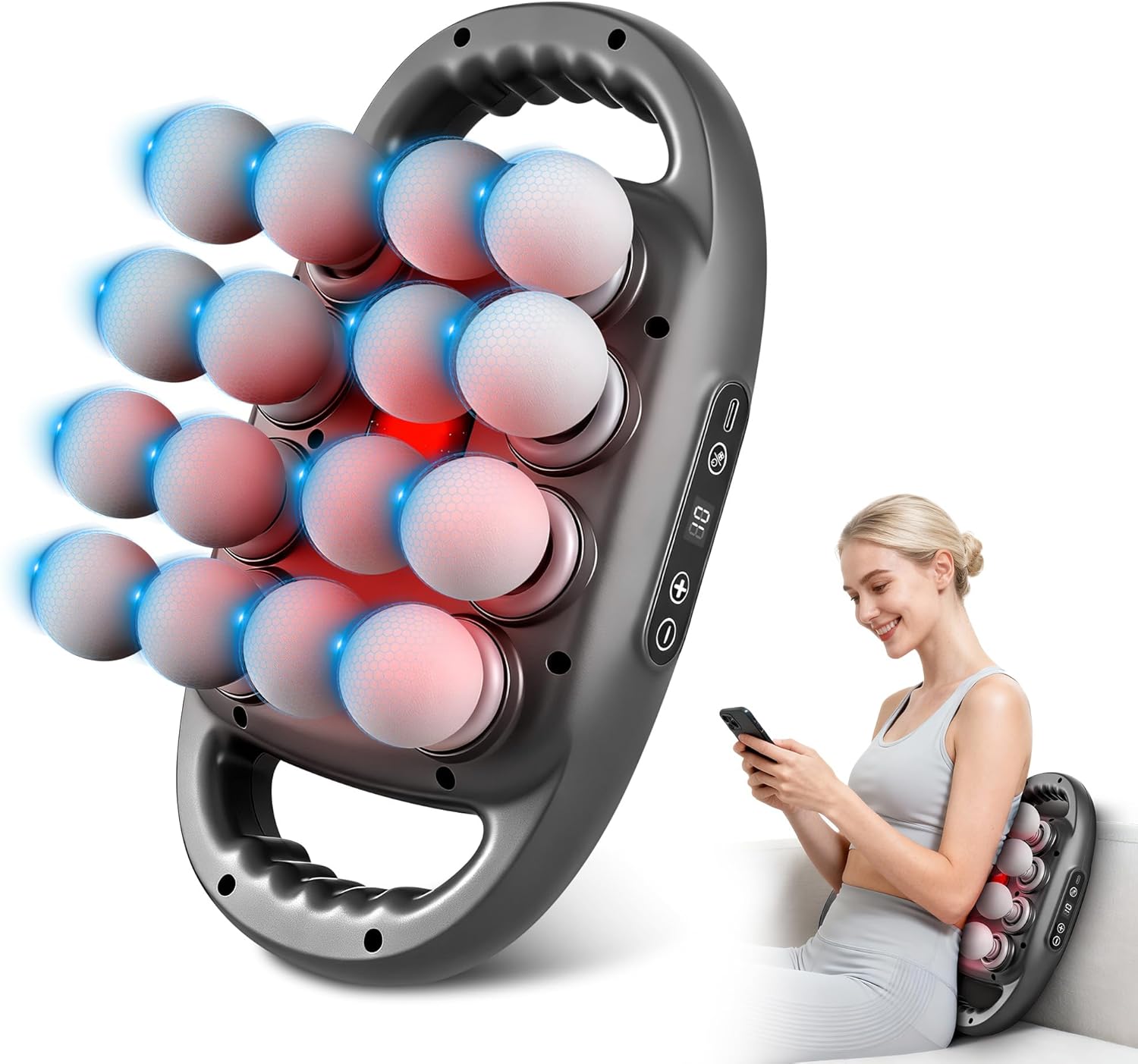 16-Head Massage Gun Set, Deep Tissue Massager with 9 Modes &amp; Le...