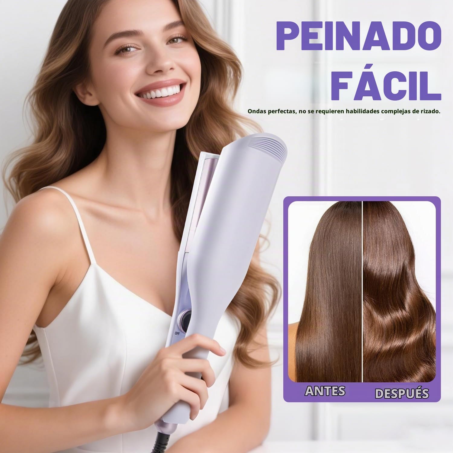 Ondulador de pelo, rizador de doble barril de 1,25 pulgadas, ondas...