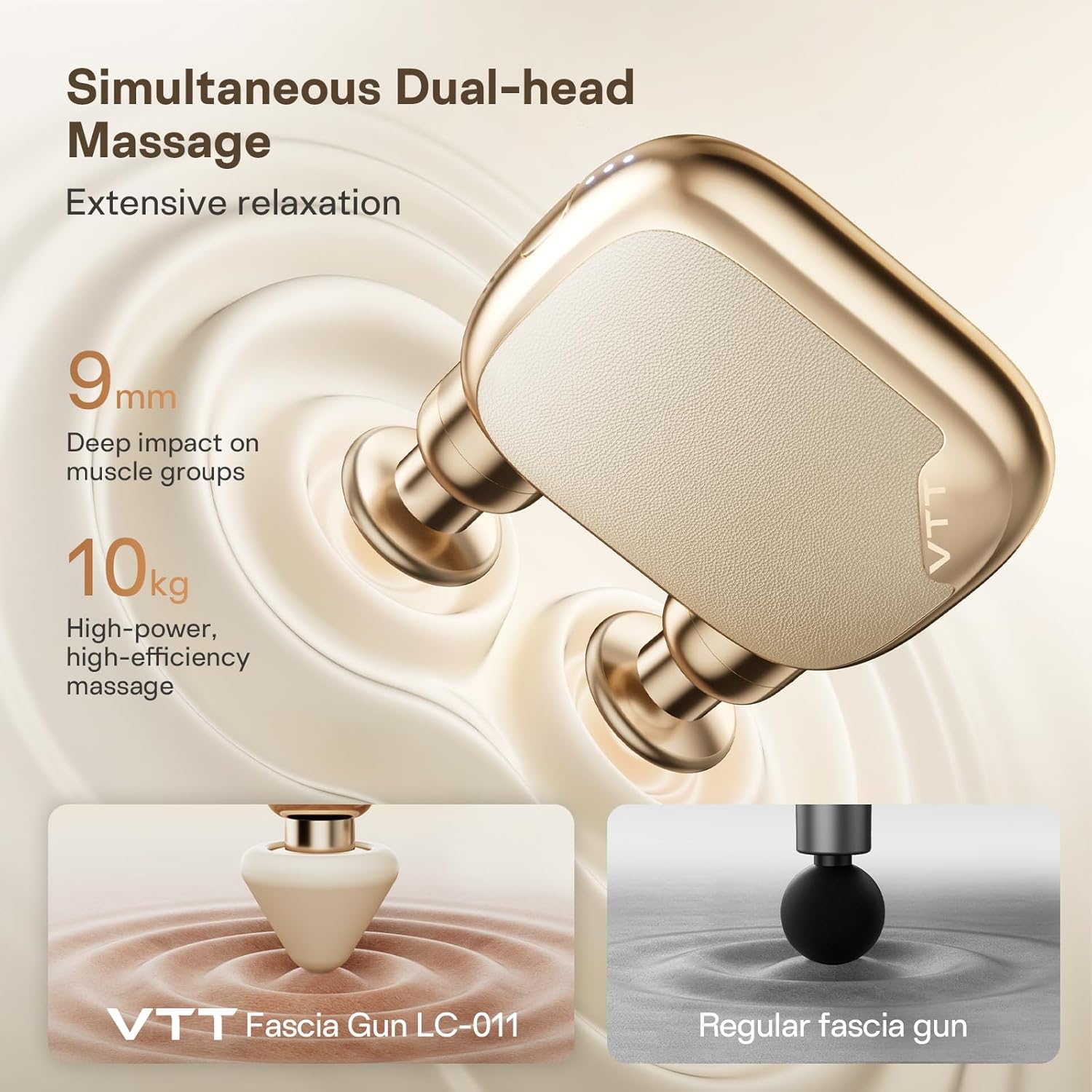 VTT Dual-Head Mini Massage Gun, Percussion Deep Tissues Muscle Mass...