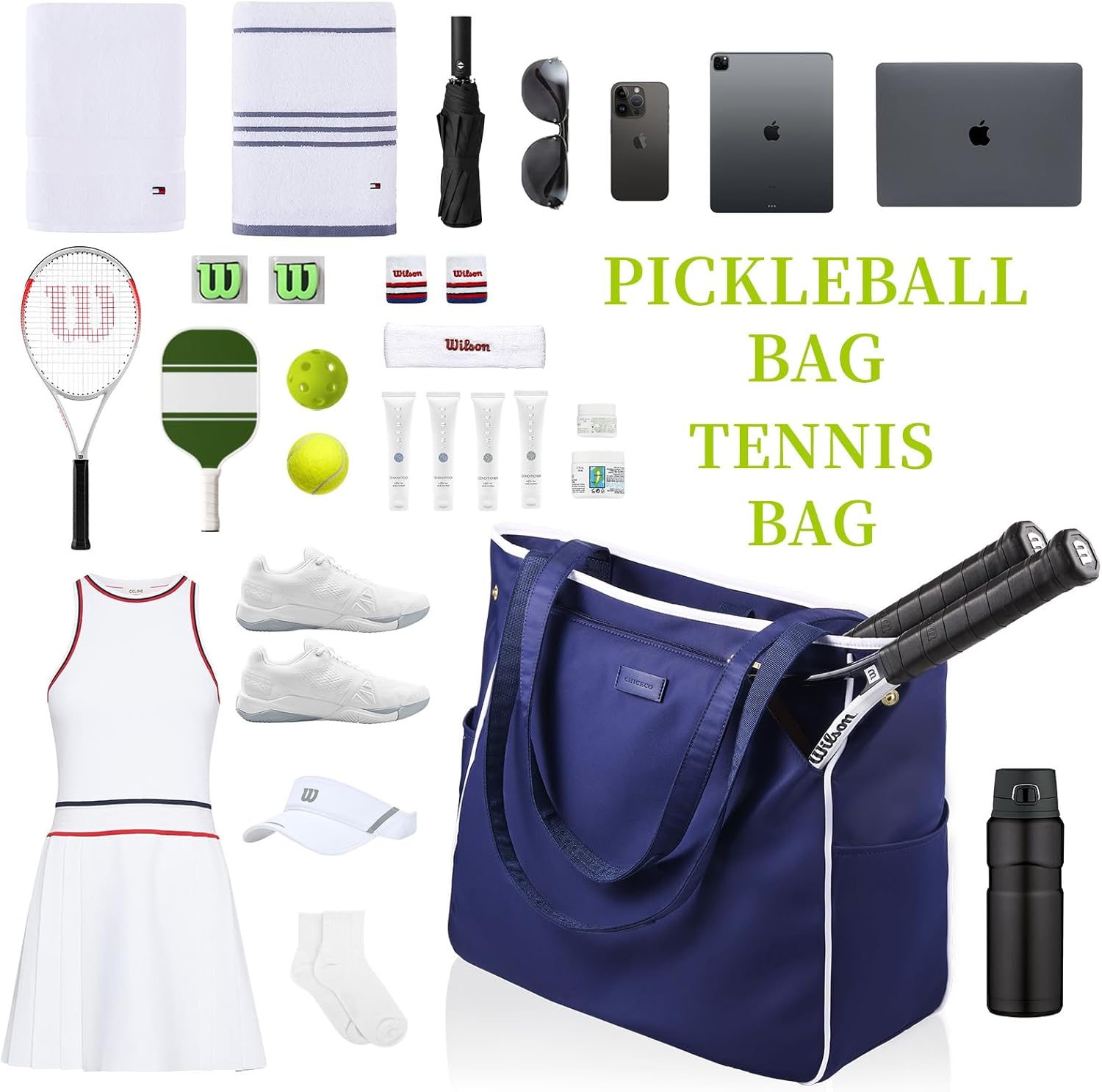 CHICECO Bolsa de tenis para mujer, bolsa de raqueta de tenis grande...